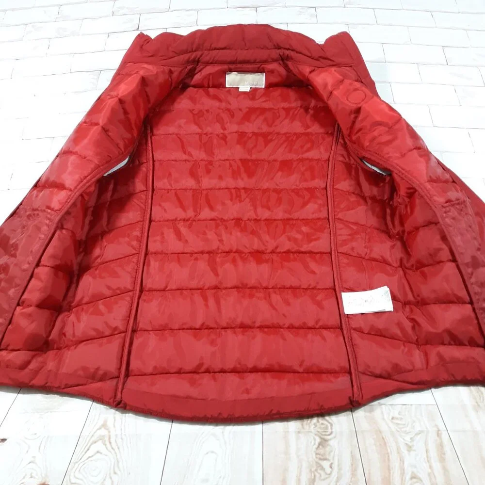 Michael Kors Puffer Vest Womens Size Small Full‎ Zip Red Polyester